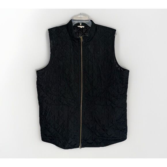 J. Jill Heritage Quilted Vest Black Full Zip Lightweight Classic Casual Size XL - Picture 1 of 13